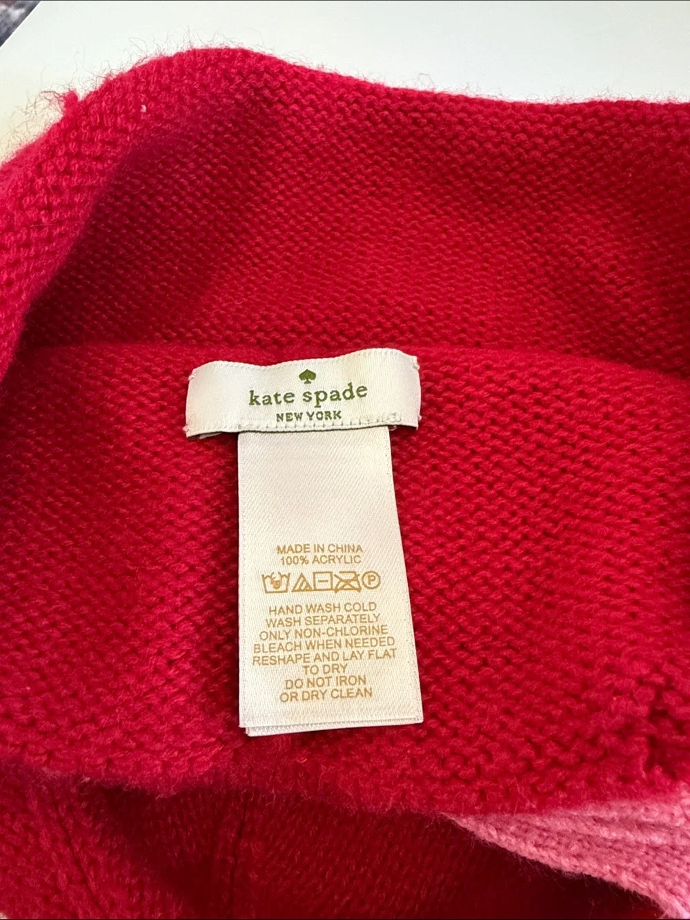 kate spade Red Beanie with Pink Bow Accent